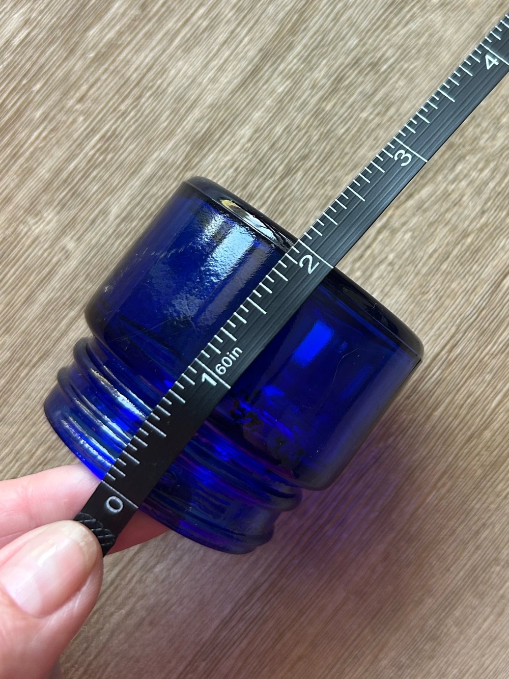 Antique Cobalt Blue Glass Noxzema Jar - no lid - Small Jewelry Storage - Picture 7 of 9